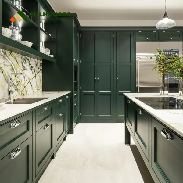 green kitchen cabinets