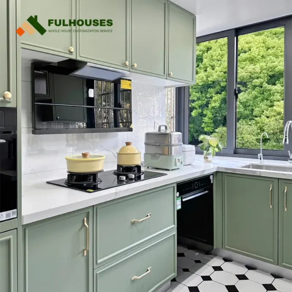 green kitchen cabinets