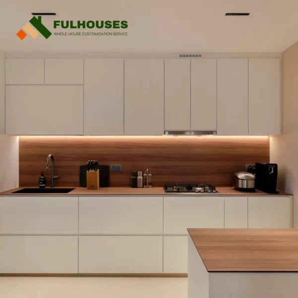Custom Modern White Kitchen Cabinets - Image 3