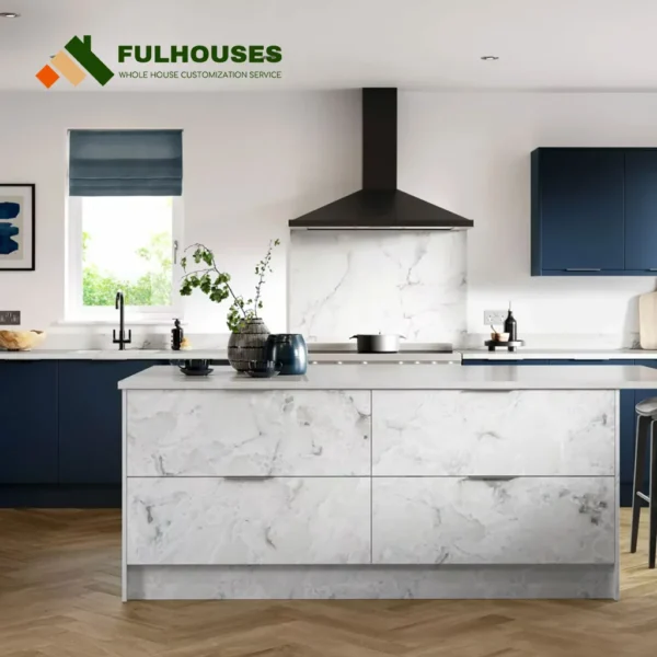 Custom Modern Navy Blue Kitchen Cabinets - Image 3