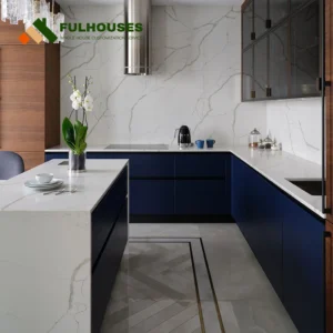 Custom Modern Blue Kitchen Cabinets