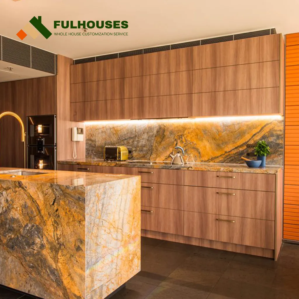 Custom Light Wood Kitchen Cabinets Modern - Image 2