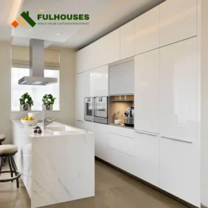 Custom Modern High Gloss White Kitchen Cabinets
