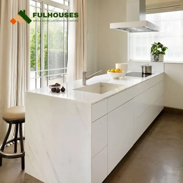 Custom Modern High Gloss White Kitchen Cabinets - Image 3