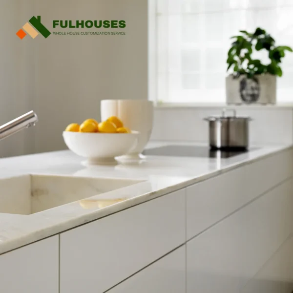 Custom Modern High Gloss White Kitchen Cabinets - Image 4
