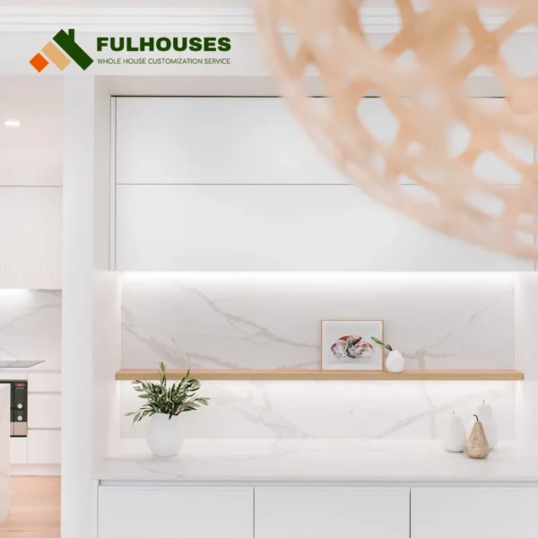 Custom White Slab Kitchen Cabinets - Image 6