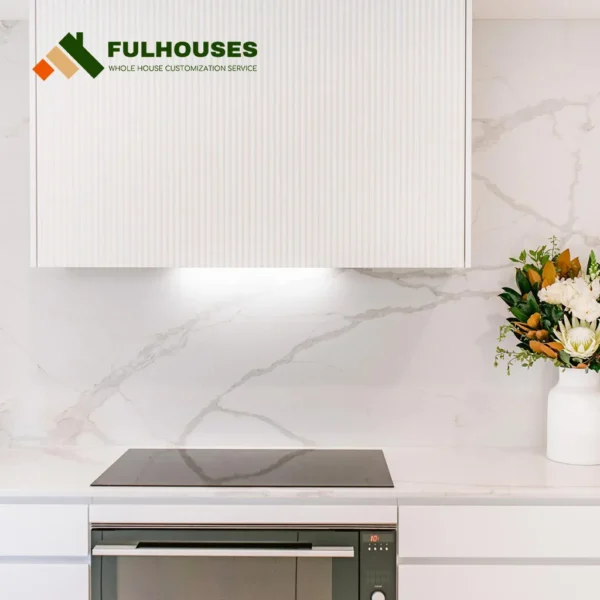 Custom White Slab Kitchen Cabinets - Image 5