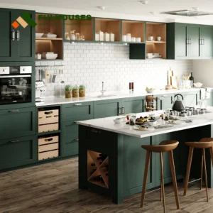 Custom Green Shaker Kitchen Cabinets