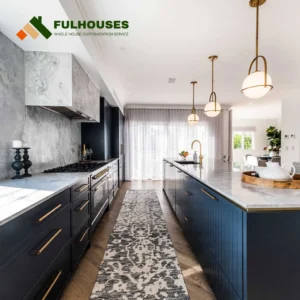 Custom Farmhouse Blue Kitchen Cabinets
