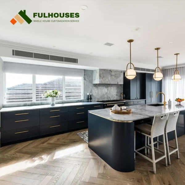 Custom Farmhouse Blue Kitchen Cabinets - Image 4