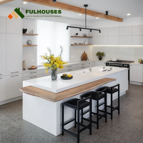 Custom Farmhouse White Kitchen Cabinets - Image 3