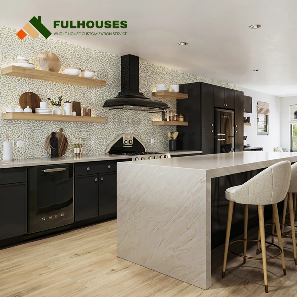 Custom Black Shaker Kitchen Cabinets