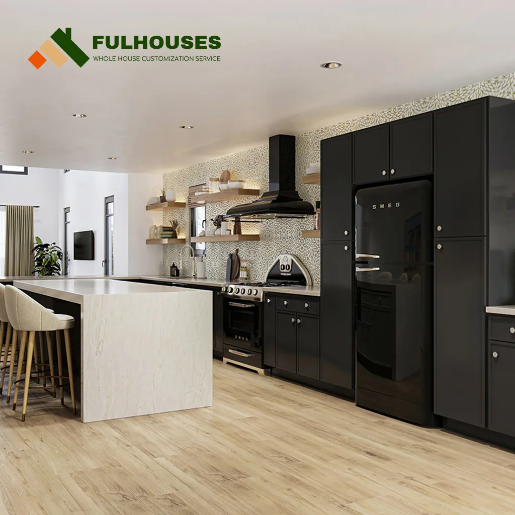 Custom Black Shaker Kitchen Cabinets - Image 2