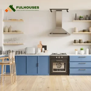 Custom Blue Shaker Kitchen Cabinets