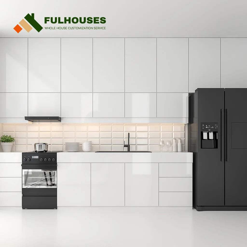 Custom White Gloss Kitchen Cabinets