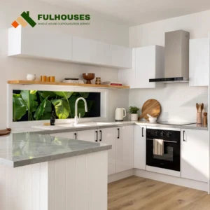 Custom High Gloss White Kitchen Cabinets