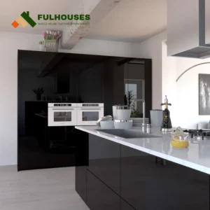 Custom Gloss Black Kitchen Cabinets