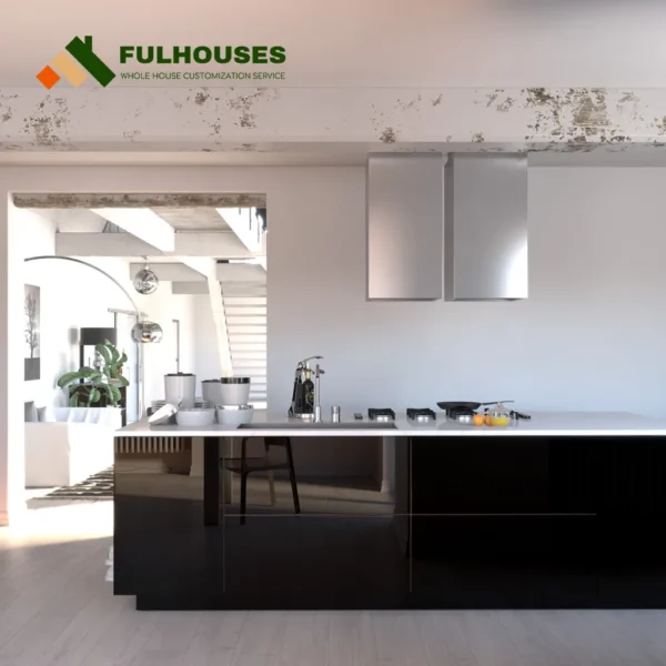 Custom Gloss Black Kitchen Cabinets - Image 3