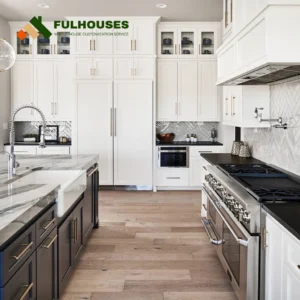Custom White Kitchen Cabinets With Black Countertops