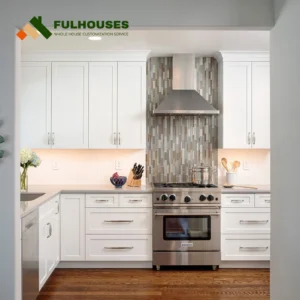 Custom White Kitchen Cabinets With Grey Countertops