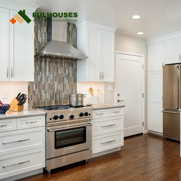 Custom White Kitchen Cabinets With Grey Countertops - Image 3