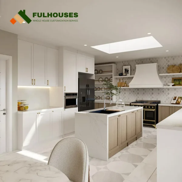 Custom White And Wood Kitchen Cabinets - Image 3
