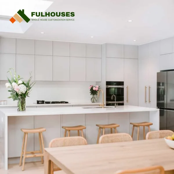 Custom White Kitchen Cabinets With White Countertops - Image 3