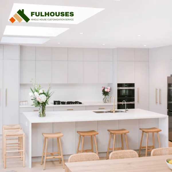 Custom White Kitchen Cabinets With White Countertops - Image 4