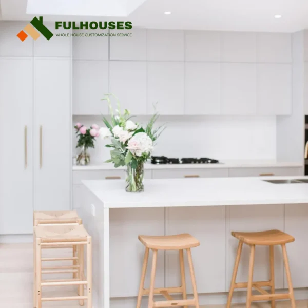 Custom White Kitchen Cabinets With White Countertops - Image 5