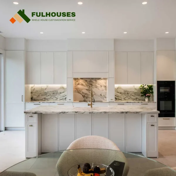 Custom White Kitchen Cabinets With Black Appliances - Image 3