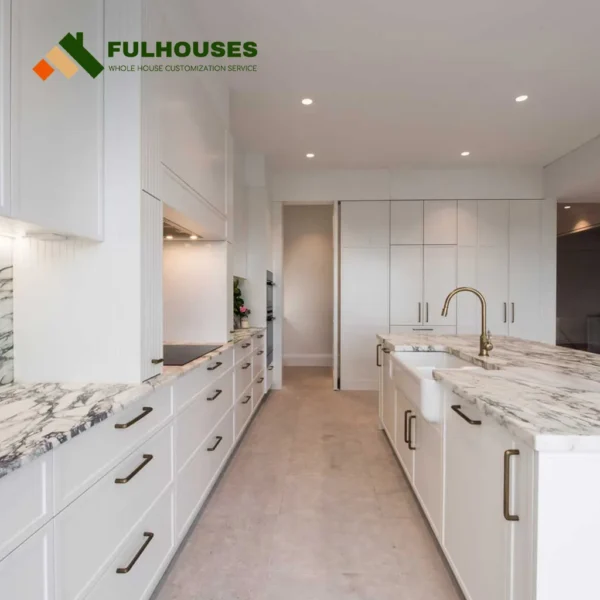Custom White Kitchen Cabinets With Black Appliances - Image 6