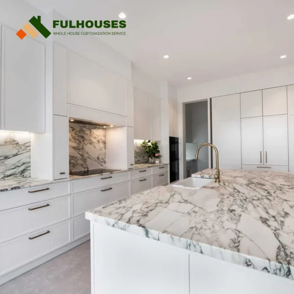 Custom White Kitchen Cabinets With Black Appliances - Image 5