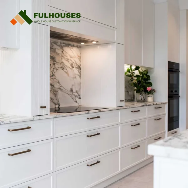 Custom White Kitchen Cabinets With Black Appliances - Image 4
