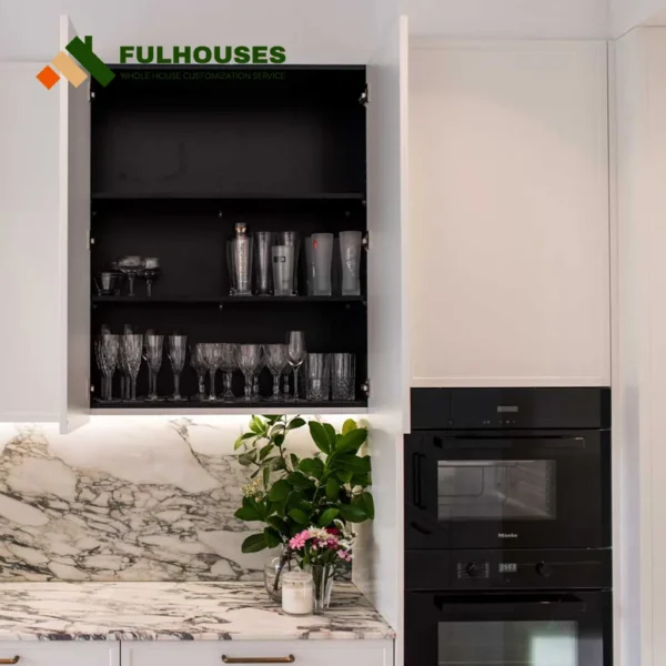 Custom White Kitchen Cabinets With Black Appliances - Image 10