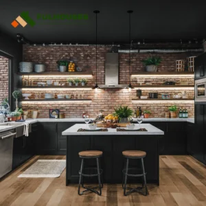 Custom Matt Black Kitchen Cabinets